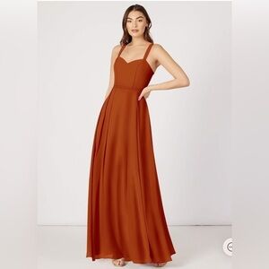 AZAZIE SIMOAN PAPRIKA A-LINE SWEETHEART NECKLINE CHIFFON FLOOR LENGTH DRESS A6